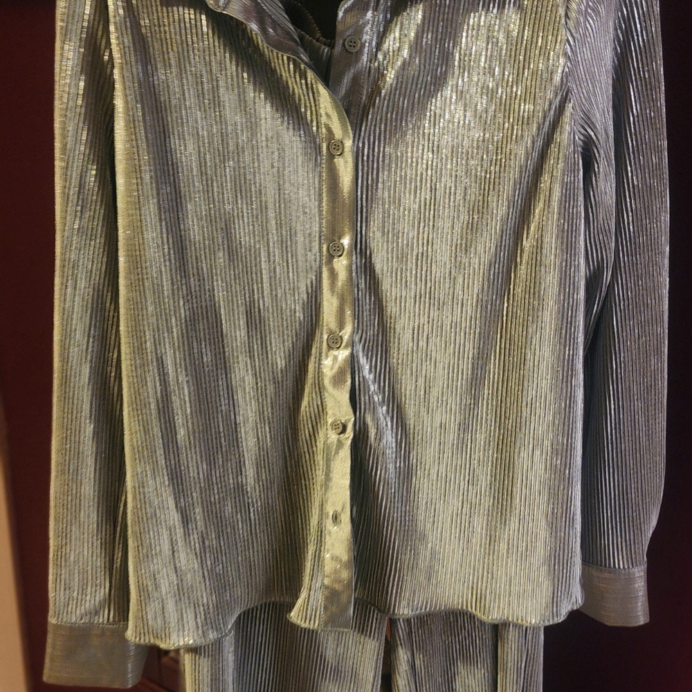 ****SOLD***2pc Pant Set XL Melloday Mattalic Silver Ribbed